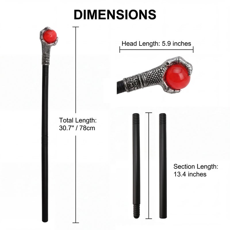 Vesil Halloween Wizard Staff, 30.7 Inch Collapsible Red Orb Wand, Plastic King Scepter Claw Staff Costume Accessory for Adults Kids Halloween Cosplay Prop - Image 5